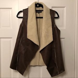 Central Park West Faux Fur & Leather Vest